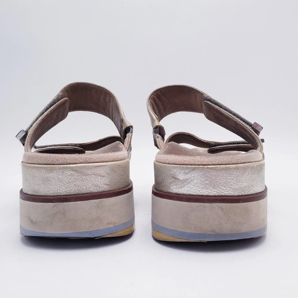 Vionic Brandie Metallic Champagne‎ Leather Platform Slide Sandals Size 7